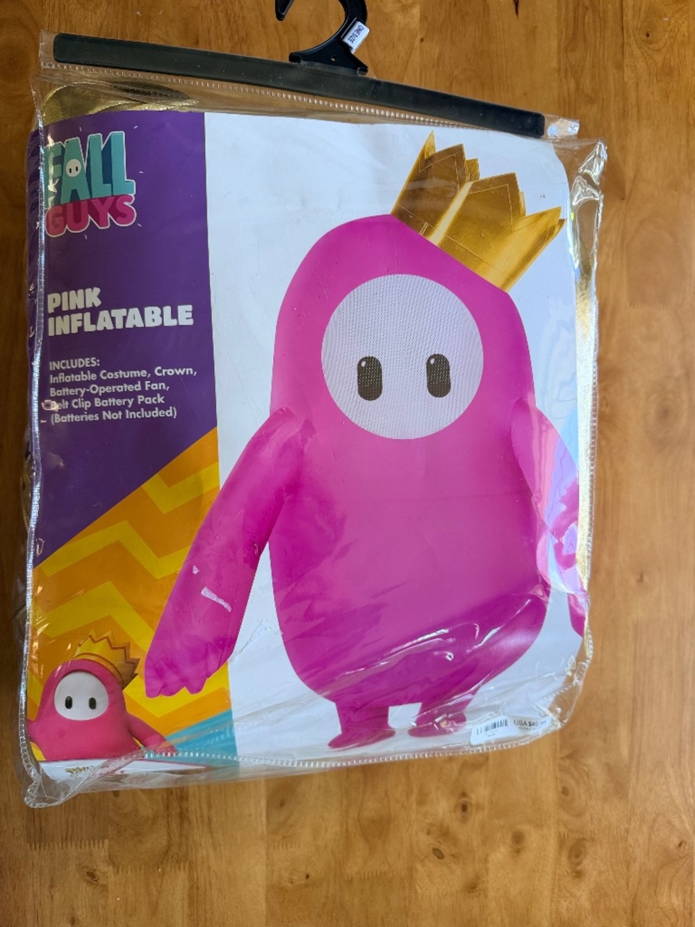 Fall Guys Pink Inflatable Costume Spirit Halloween Adult One Size Crown Fan